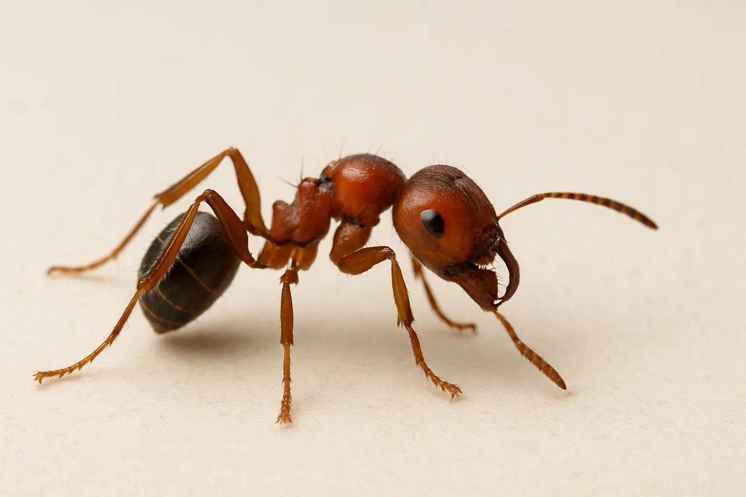 Close-up of a worker ant on a hard surface