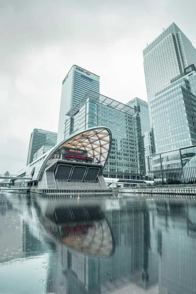 Commercial office towers on the London waterfront